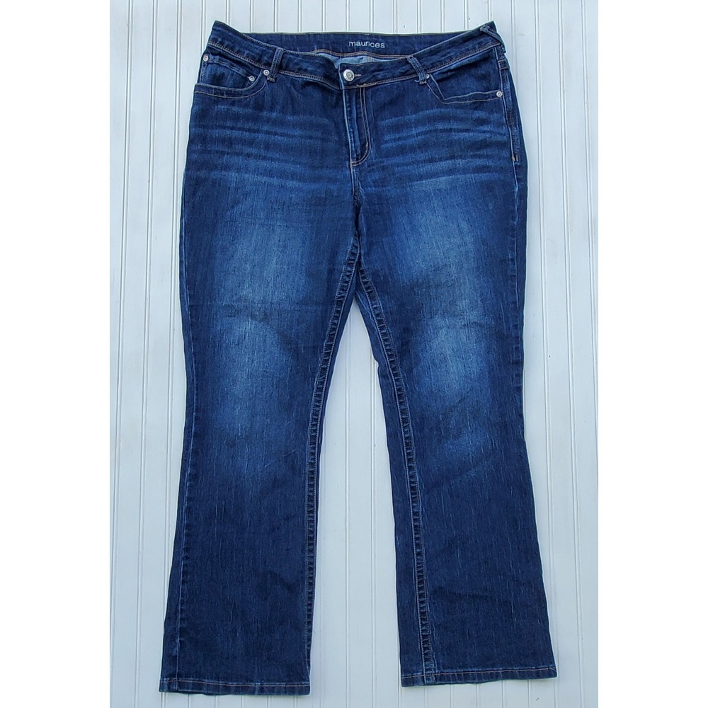 Maurices Womens 18W Regular Dark Wash Bootcut Denim Jeans Stretch Embroidered